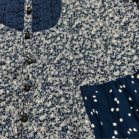 Anthropologie Maeve Blouse Womens Size 6 Navy Blue Pattern Hiver Peasant Top NWT - Picture 11 of 15